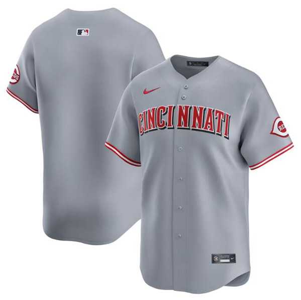 Mens Cincinnati Reds Blank Gray Away Limited Baseball Stitched Jersey Dzhi
